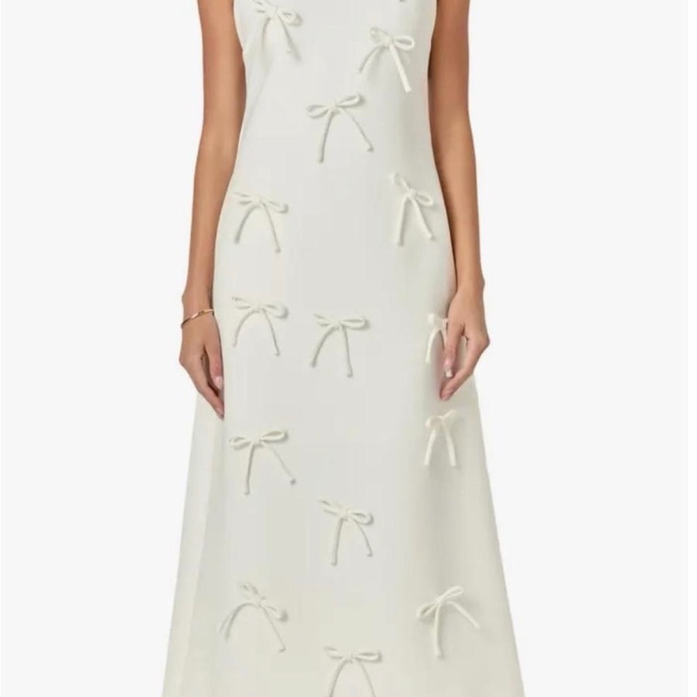 NWT English Factory Cream Sleeveless Maxi Dress with Bow Accents